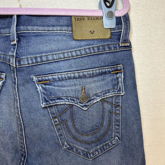 True Religion Ricky Relaxed Straight Denim Jeans Mens Distressed Size 34x32 - Picture 4 of 10